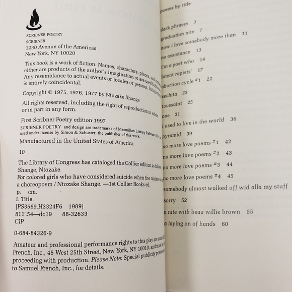2/$10 For Colored Girls Who Have Considered Suicide When The Rainbow is Enuf - Picture 4 of 7